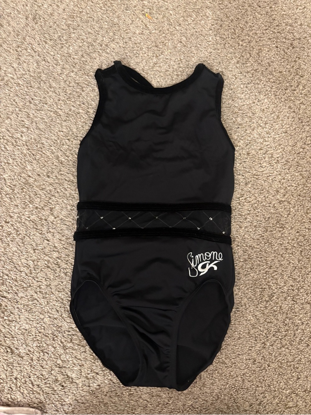 GK Black Girls' One-Piece Leotard with Waist Band